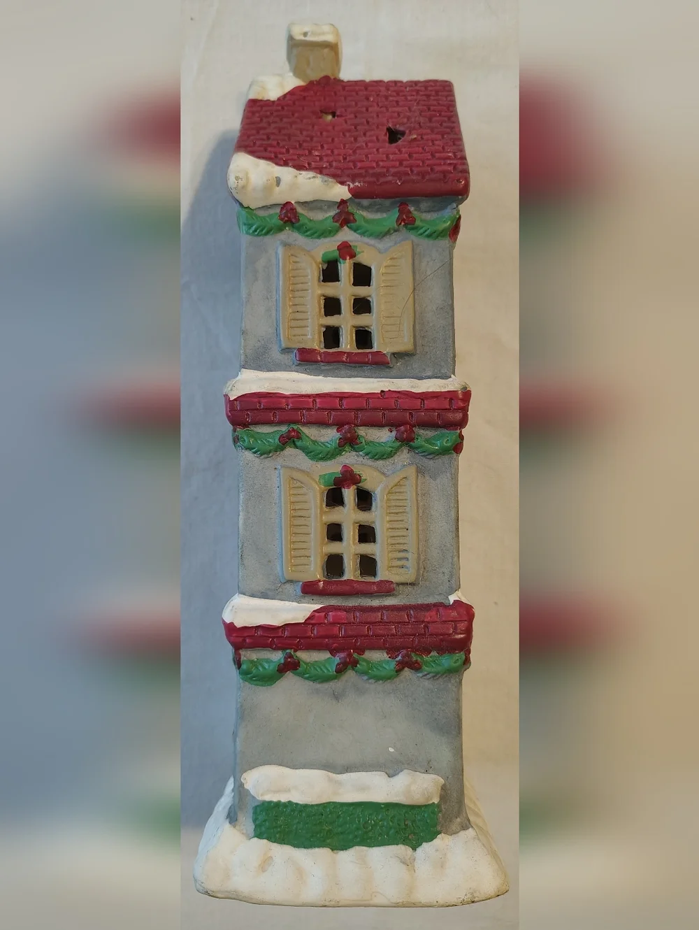 Vintage Christmas Three Story Cottage Candle Tower